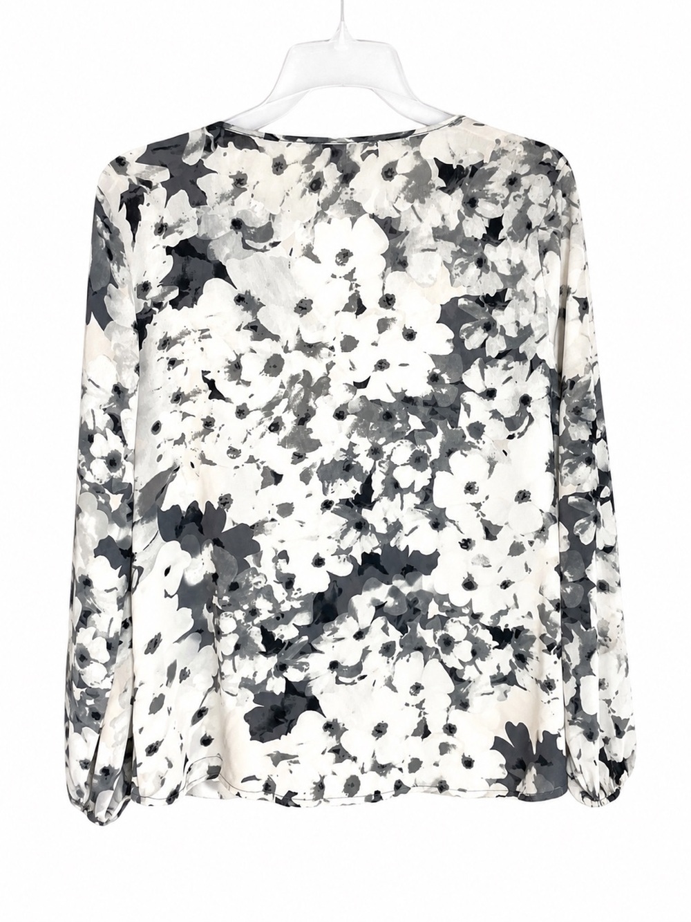 Saint Tropez West Black Cream Floral Pintuck Pleated Blouse Size 16 - Picture 3 of 11